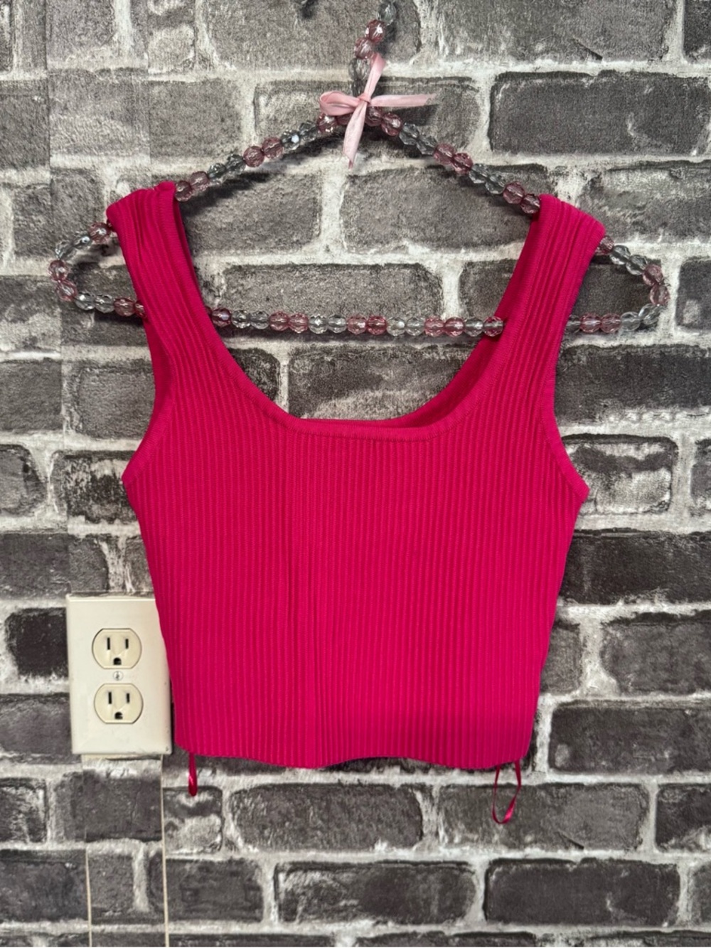 Altar’d State ribbed crop top pink tank top